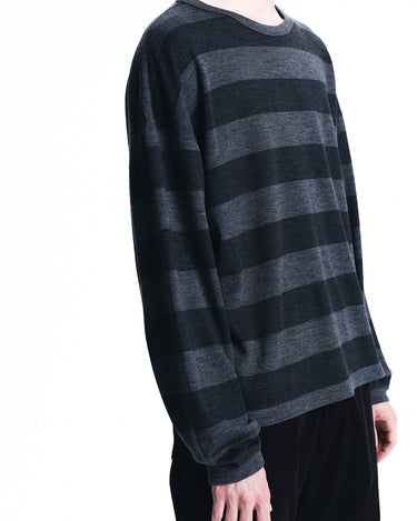EF.Wool Interlock Border Print Crewneck L/S Pullover