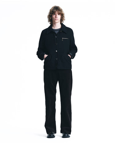 Black Corduroy Wide Straight 5pocket Pants