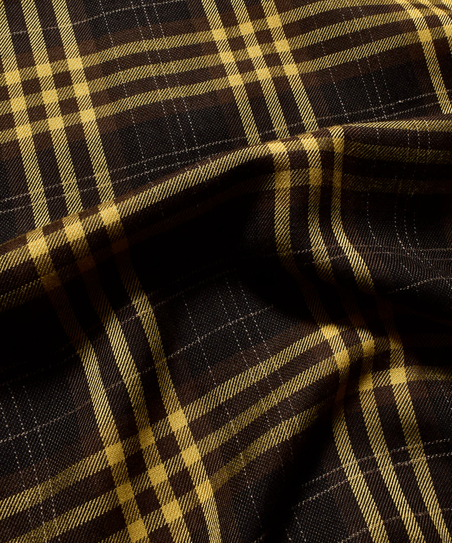 Ry.Wool Check Open Collar SH