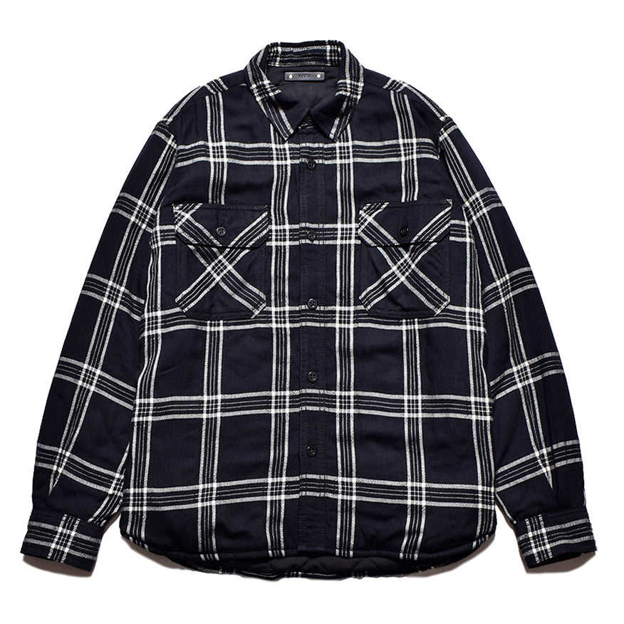 R.Wool Flannel Check Denim Quiltliner Over SH