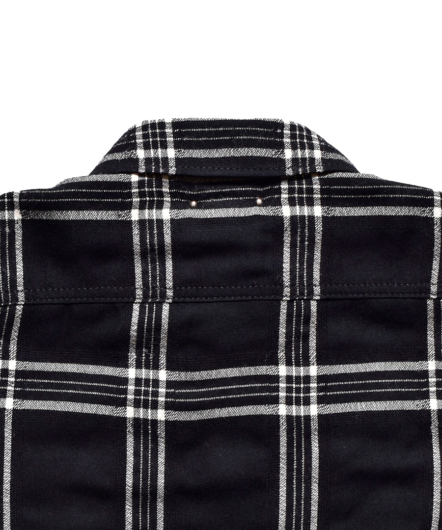 R.Wool Flannel Check Denim Quiltliner Over SH