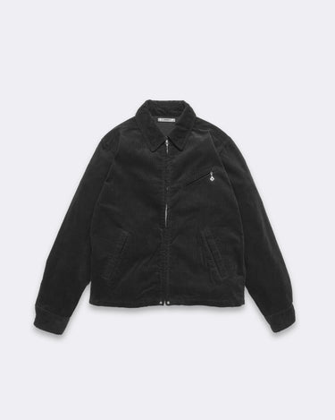 Black Corduroy Zipup Trucker Jacket