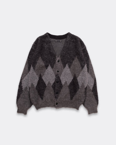 Mohair Argyle Knit Cardigan