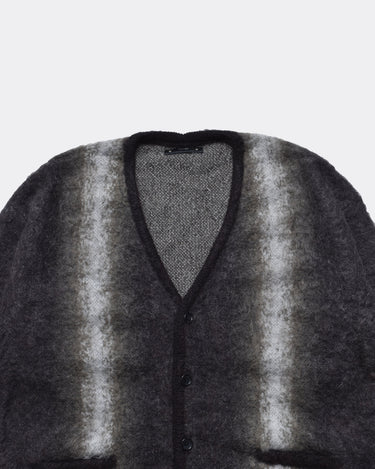 Fuzzy Stripe Mohair Knit Cardigan