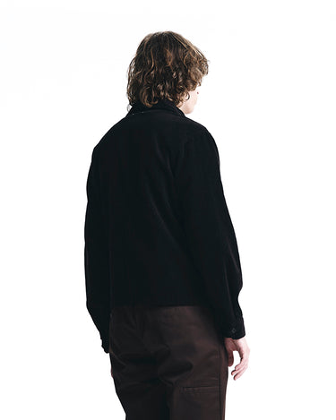 Black Corduroy Zipup Trucker Jacket