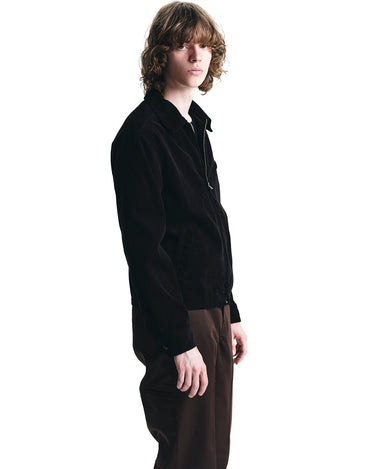 Black Corduroy Zipup Trucker Jacket