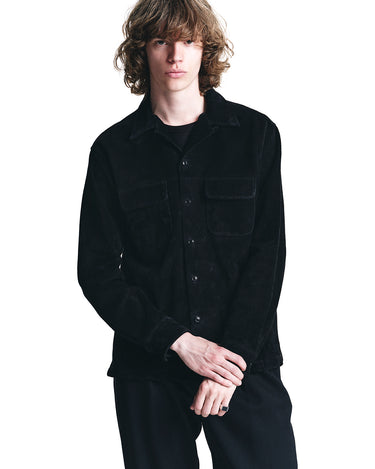 Full Grain Suede Open Collar Work Shirt