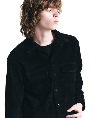 Full Grain Suede Open Collar Work Shirt