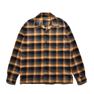 C.R Flow Ombre Check Open Collar L/S SH