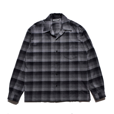 C.R Flow Ombre Check Open Collar L/S SH