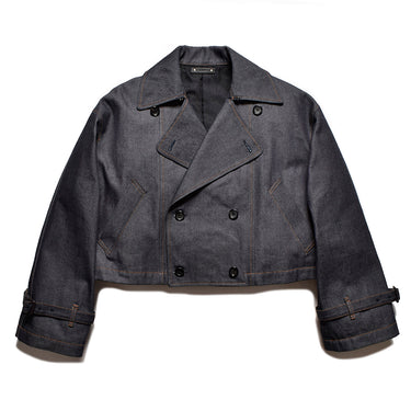 Unbalanced Volume Denim Short Trench JKT