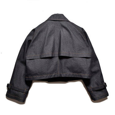 Unbalanced Volume Denim Short Trench JKT