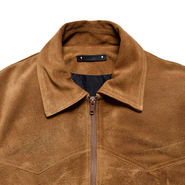 Suede Leather Zipup Rib Blouson