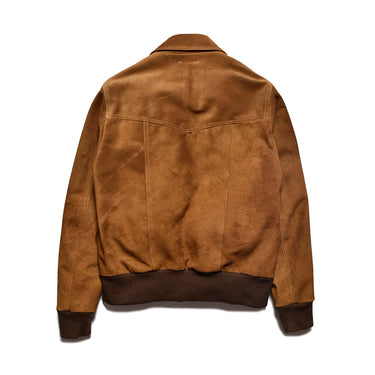 Suede Leather Zipup Rib Blouson