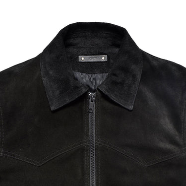 Suede Leather Zipup Rib Blouson