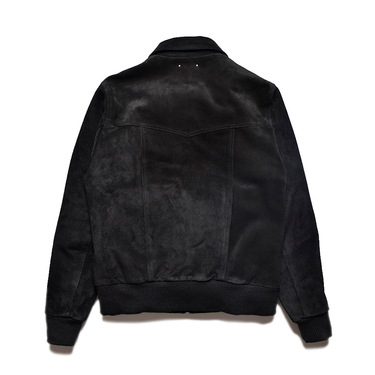 Suede Leather Zipup Rib Blouson