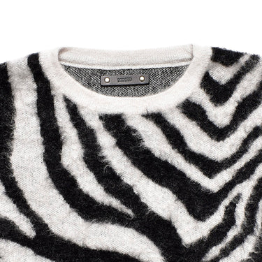 Zebra Mohair Knit Crewneck Pullover