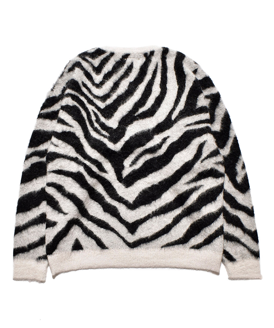 Zebra Mohair Knit Crewneck Pullover