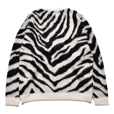 Zebra Mohair Knit Crewneck Pullover