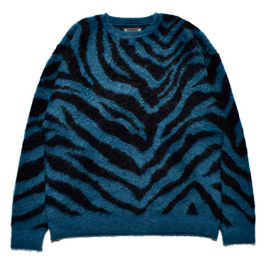 Zebra Mohair Knit Crewneck Pullover