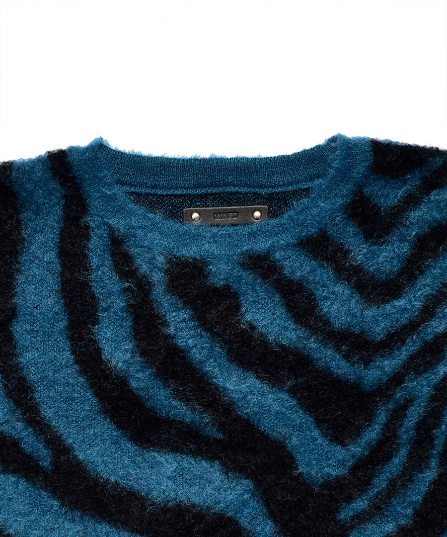 Zebra Mohair Knit Crewneck Pullover – MINEDENIM