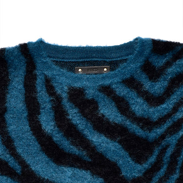 Zebra Mohair Knit Crewneck Pullover