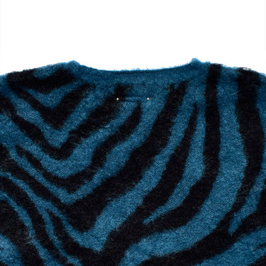 Zebra Mohair Knit Crewneck Pullover