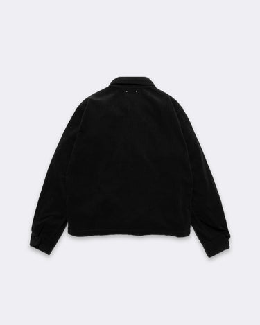 Black Corduroy Zipup Trucker Jacket