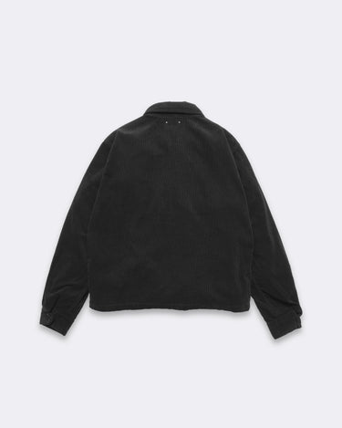 Black Corduroy Zipup Trucker Jacket