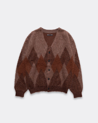Mohair Argyle Knit Cardigan