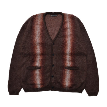 Fuzzy Stripe Mohair Knit Cardigan