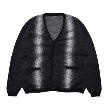 Fuzzy Stripe Mohair Knit Cardigan