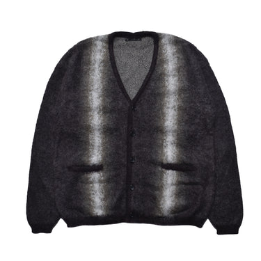Fuzzy Stripe Mohair Knit Cardigan