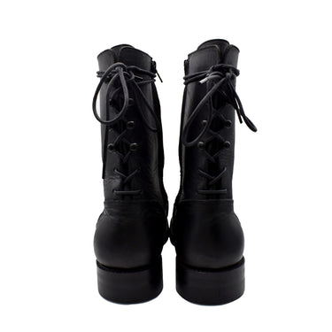 Leather Back Laceup Boots