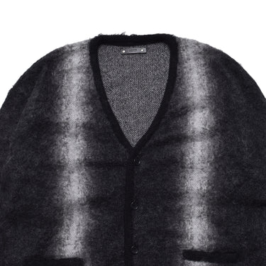 Fuzzy Stripe Mohair Knit Cardigan