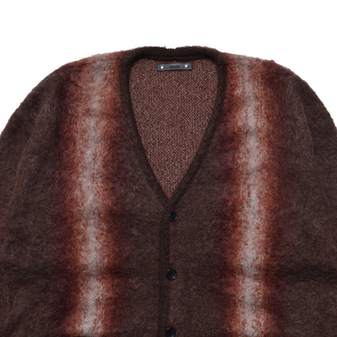 Fuzzy Stripe Mohair Knit Cardigan