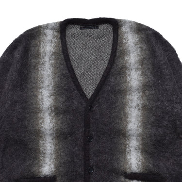 Fuzzy Stripe Mohair Knit Cardigan