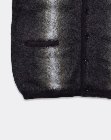 Fuzzy Stripe Mohair Knit Cardigan