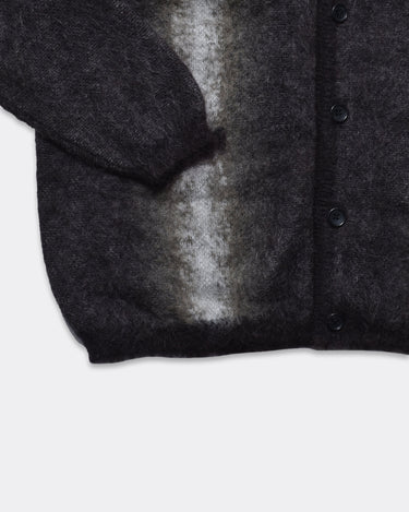Fuzzy Stripe Mohair Knit Cardigan