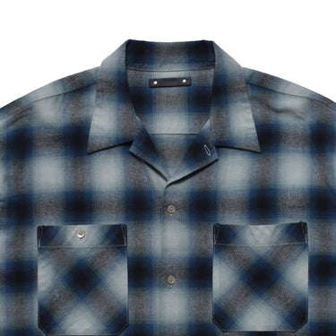 C.Flannel Ombre Open Collar SH