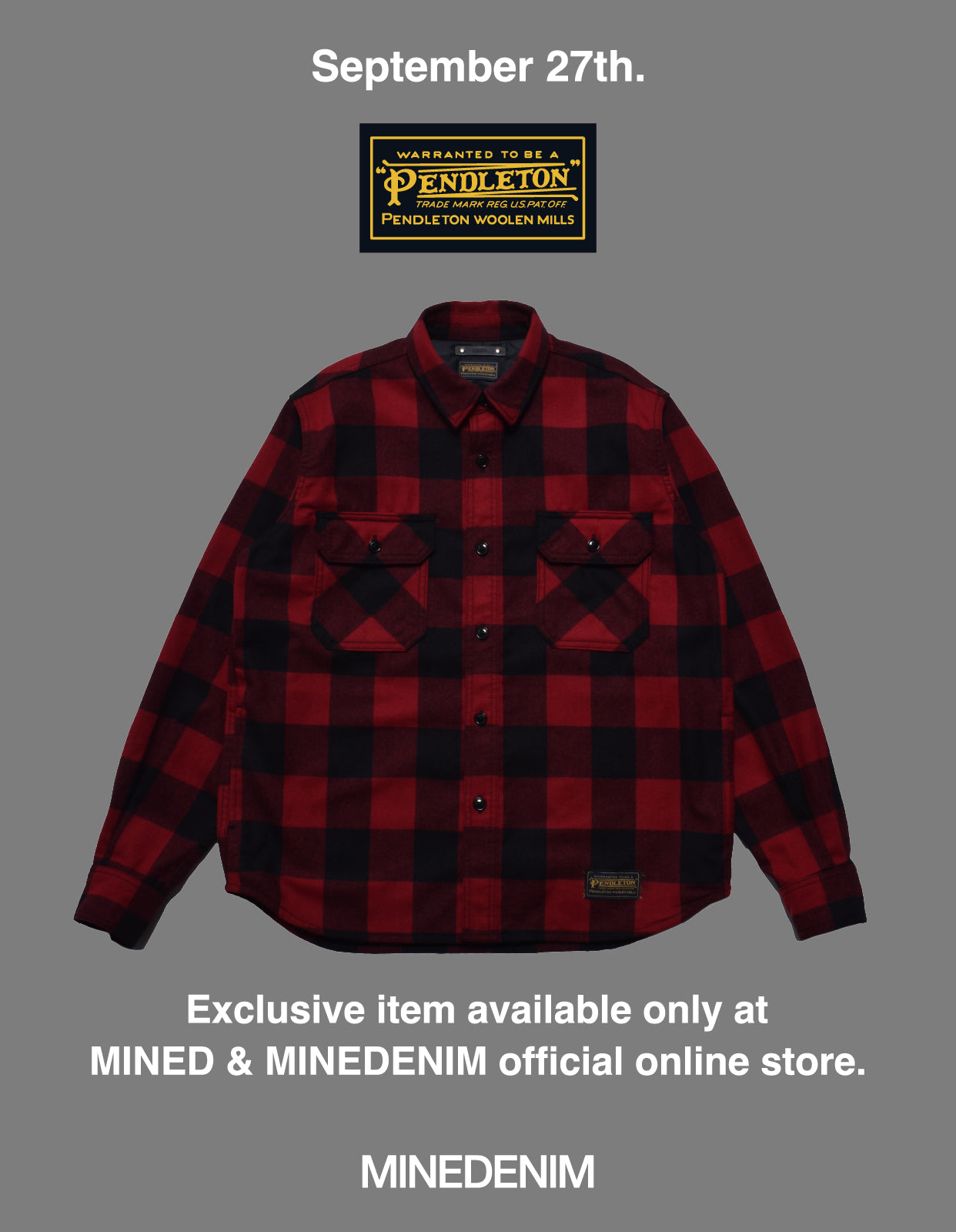 新品タグ付　MINE DENIM マインデニム　チェックシャツ　赤 MINEDENIM｜マインデニム
